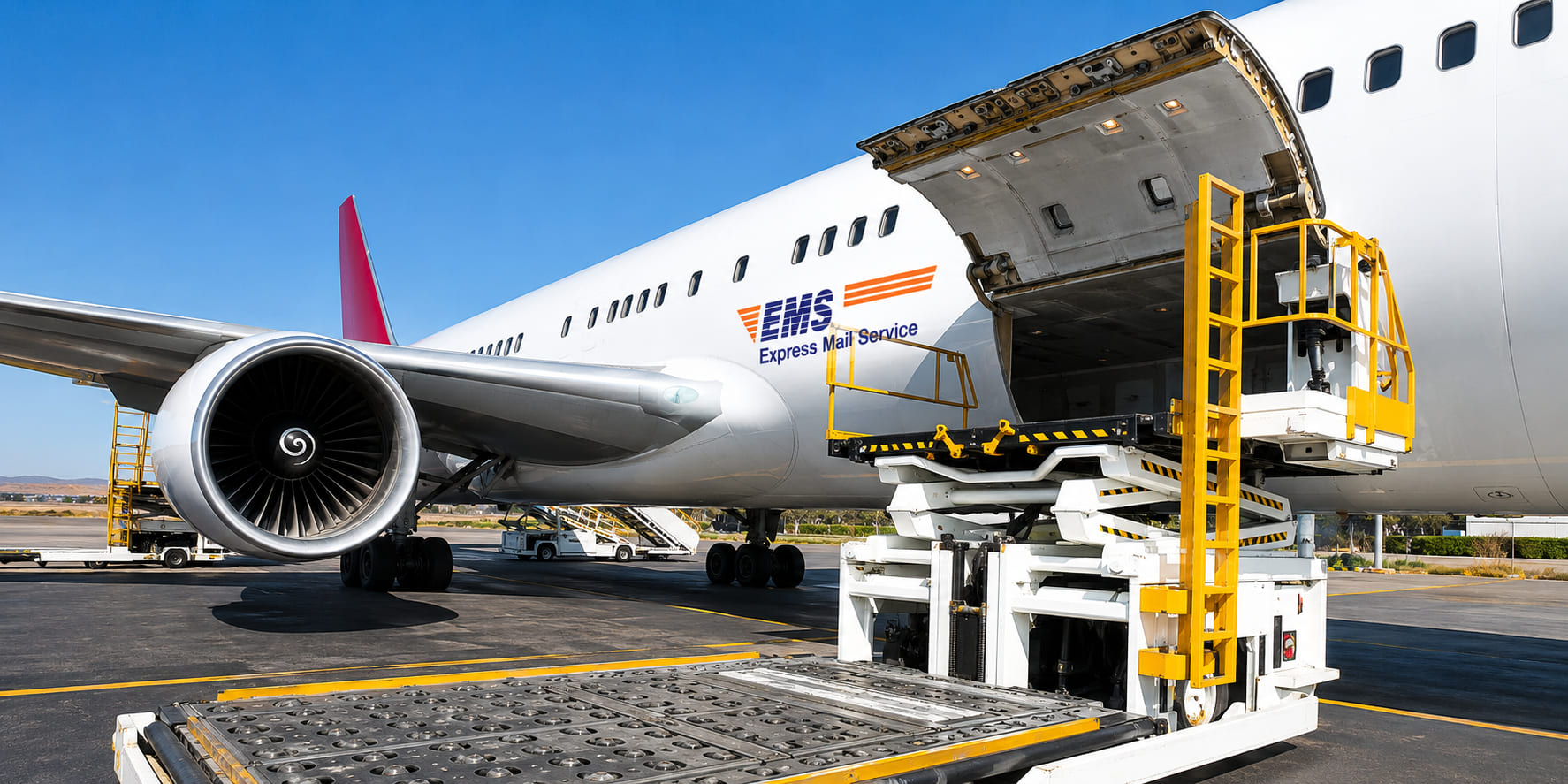 Cargo aircraft on the airport apron